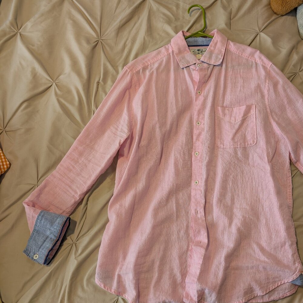 Pink True Grit - casual linen button up